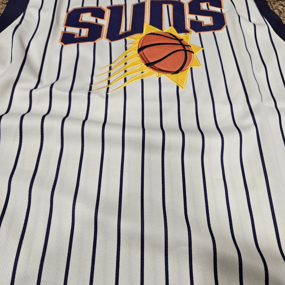 NBA Suns White and Blue Striped Jersey